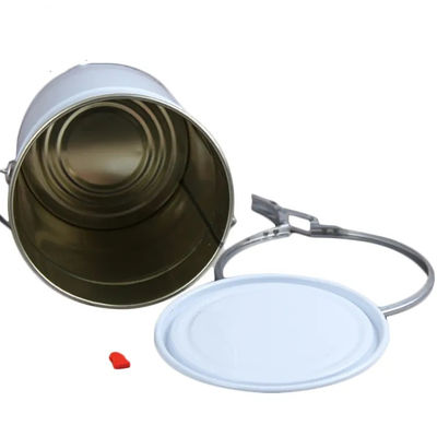 5 Gallon Paint Bucket White Metal With Lever Lock Ring Lid
