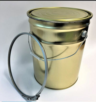 Gold Metal Paint Bucket 5 Gallon With Lever Lock Ring Lid For Water Based Paints