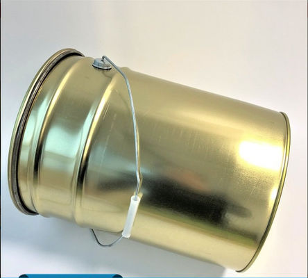 Gold Metal Paint Bucket 5 Gallon With Lever Lock Ring Lid For Water Based Paints