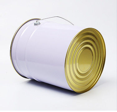 5 Gallon White Tinplate Metal Paint Bucket With Gold Coatings