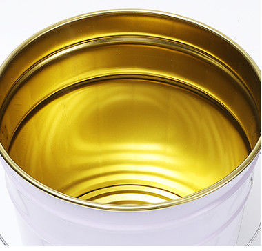 5 Gallon White Tinplate Metal Paint Bucket With Gold Coatings