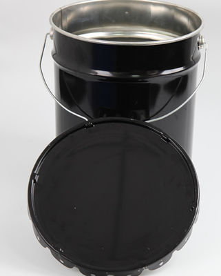 Unlined Black Steel Five Gallon Bucket Of Paint 5 Gallon With Flower Edge Lids