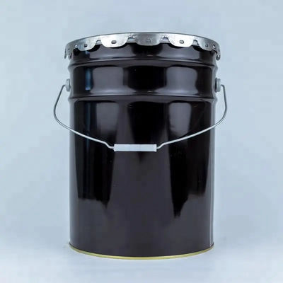 Black Metal Paint Bucket And Lid 5 Gallon With Anti Rust Plastic Lining And Flower Edge Lid