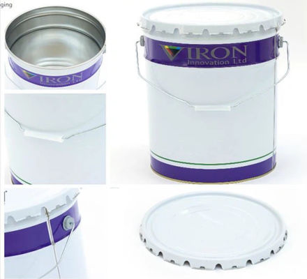 Steel Open Head Printed Metal Pail Bucket 18L With Curly Edge Lids UN Approves