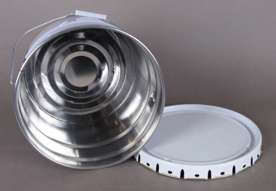 3 Gallon Short White Open Head Steel Pail With Lid And Handle