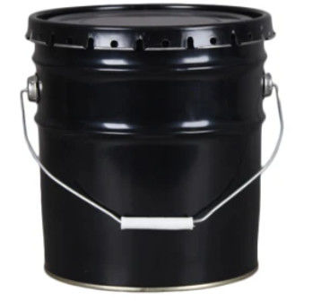10L Black Metal Bucket With Lid Open Head Paint Bucket With Crimping Lid