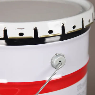 5L Powder Coating Metal Paint Bucket Black Handle White Color