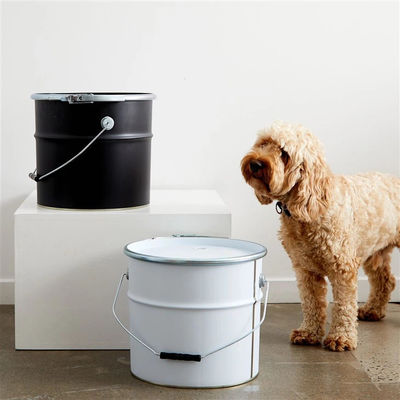 Food Grade Open Head Steel Round Metal Bucket With Lid For Dog Snack Cat Food Storage