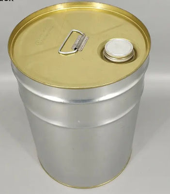 Tight Head 5 Gallon Metal Pails Gold Phenolic Lined With Spout