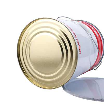 Round Metal Handle Tinplate Pails  / Metal Buckets With Smooth Surface Lever Lock Ring Lid